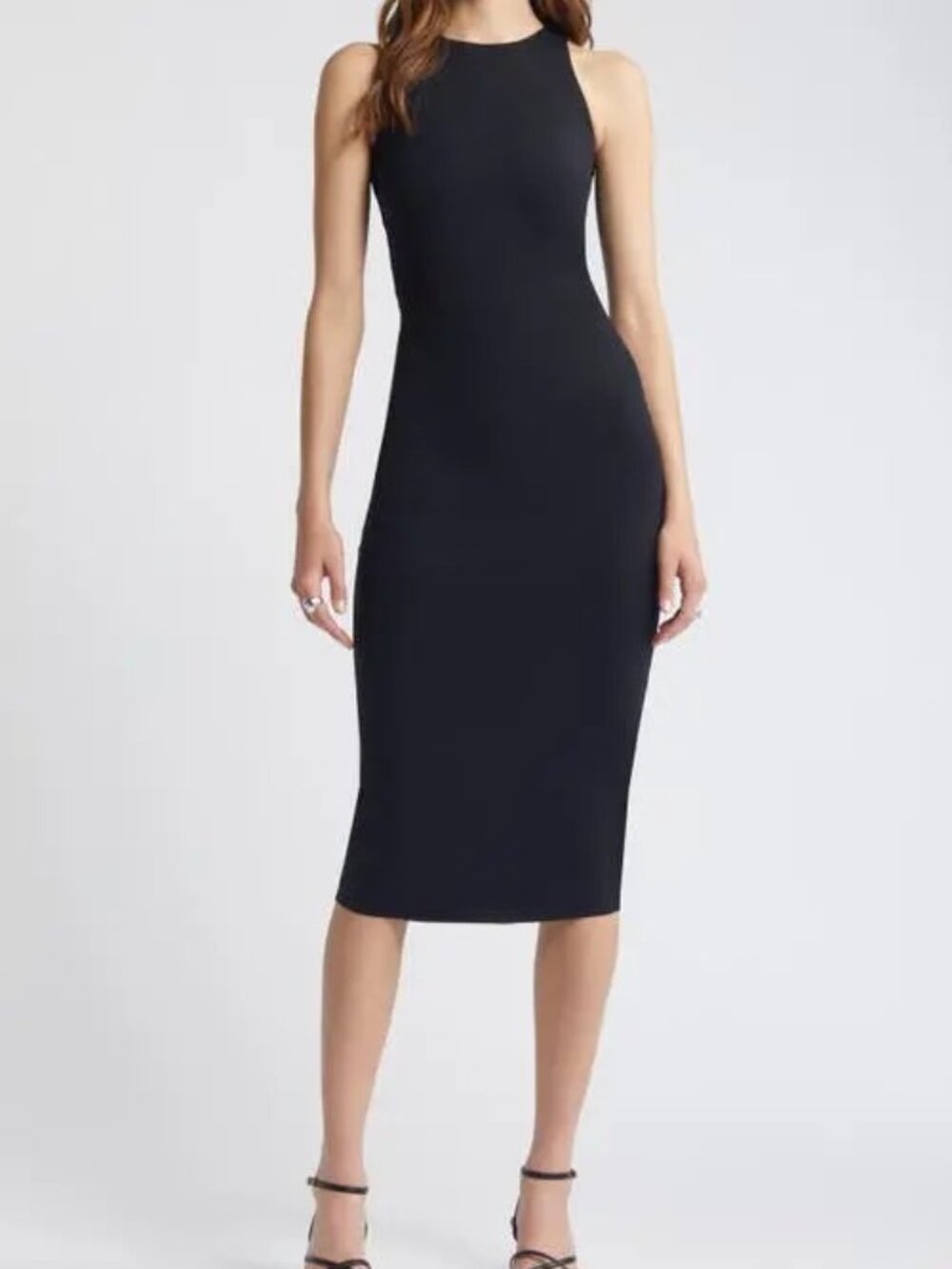 Open Edit/Nordstrom Smooth Edit Sleeveless Body-Con Back Midi Dress, Size M